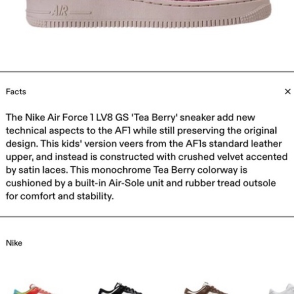 Euc Nike Air Force 1 6.5 Youth Low Pink Purple Crushed Velvet Shoes Womens - Picture 14 of 15